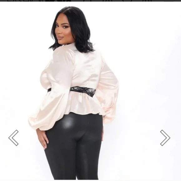 Fashion nova pink satin &lace blouse 2x - Picture 2 of 6